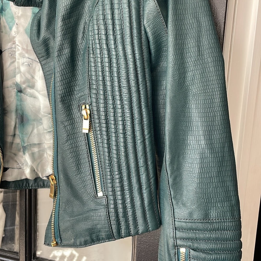 ASOS Teal Leather Jacket for Women - Picture 7 of 10